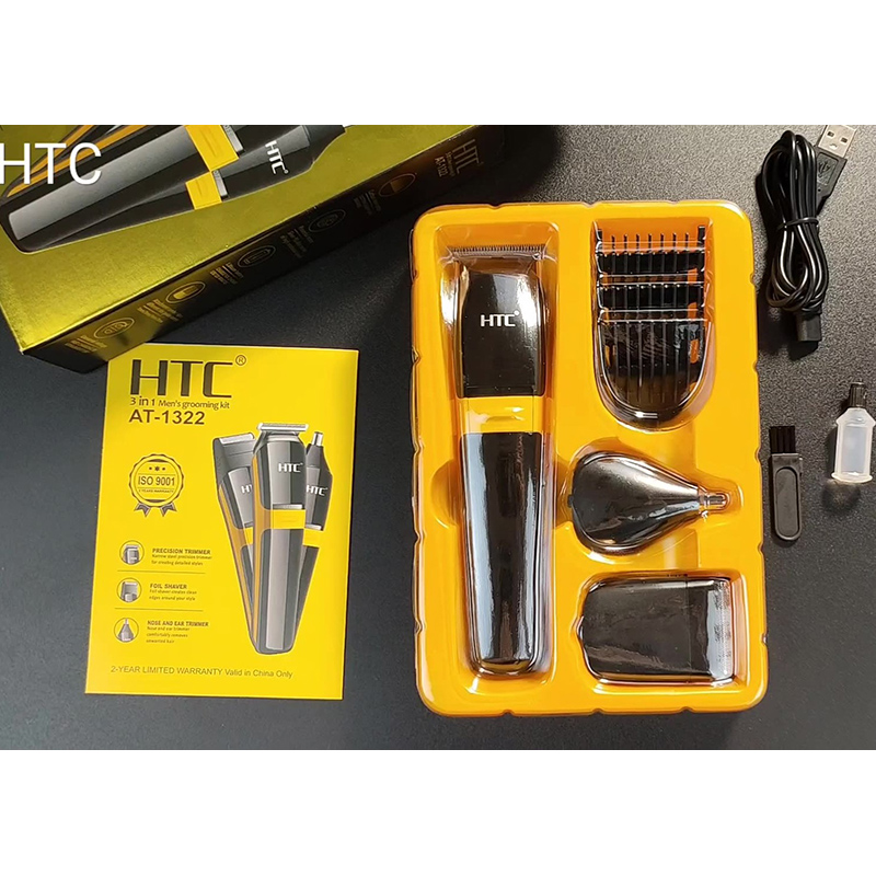 Picture of HTC AT-1322 Professional Clipper Trimmer Shaver 3 in 1 mens grooming care kit Rechargeable hair clipper Hair Trimmer