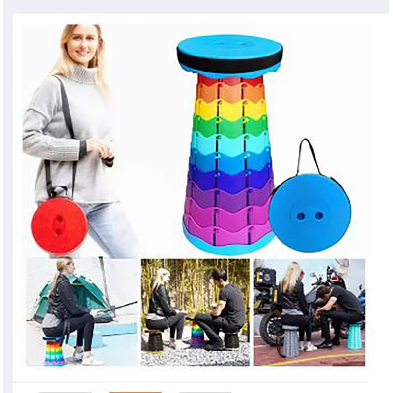 Picture of Rainbow Telescopic Stool Outdoor Portable Chair Folding Camping Fishing Chair Traveling Picnic Retractable Folding Chair