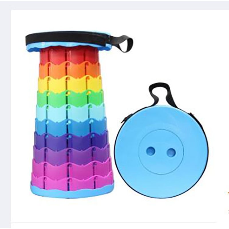 Picture of Rainbow Telescopic Stool Outdoor Portable Chair Folding Camping Fishing Chair Traveling Picnic Retractable Folding Chair