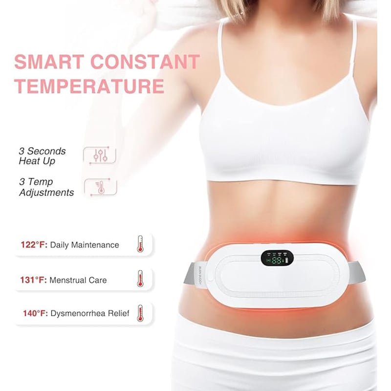 Picture of Heating Pad for Period Cramps, Fast Heating Pad with 6 Heat Levels and 6 Massage Modes, Portable Cordless Menstrual Heating Pad, Back or Belly Period Massager for Women and Girls - Pink