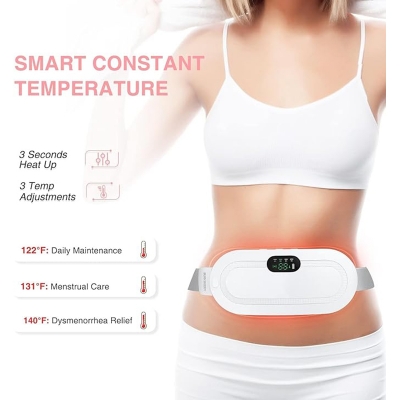 Picture of Heating Pad for Period Cramps, Fast Heating Pad with 6 Heat Levels and 6 Massage Modes, Portable Cordless Menstrual Heating Pad, Back or Belly Period Massager for Women and Girls - Pink