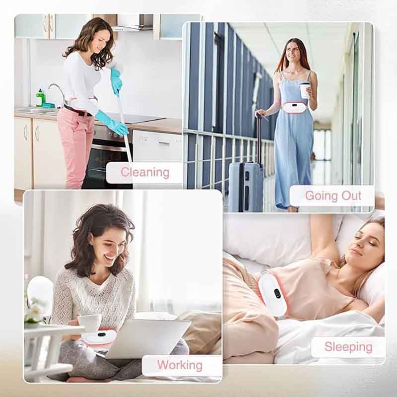 Picture of Heating Pad for Period Cramps, Fast Heating Pad with 6 Heat Levels and 6 Massage Modes, Portable Cordless Menstrual Heating Pad, Back or Belly Period Massager for Women and Girls - Pink