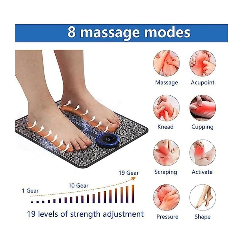 Picture of 2 IN 1 Combo Offer EMS Foot Massager Electric Relaxation Machine for Legs Pain Relief Device  -Multicolor
