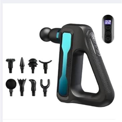 Picture of Fascial Gun Deep Tissue Handheld with 32 Speed Levels 8 Massage Heads LCD Display Muscle Massager Quiet Powerful Percussion Fascial Gun for Pain Relief - Black