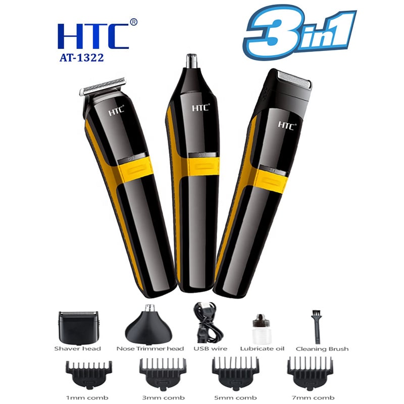 Picture of HTC AT-1322 Professional Clipper Trimmer Shaver 3 in 1 mens grooming care kit Rechargeable hair clipper Hair Trimmer.