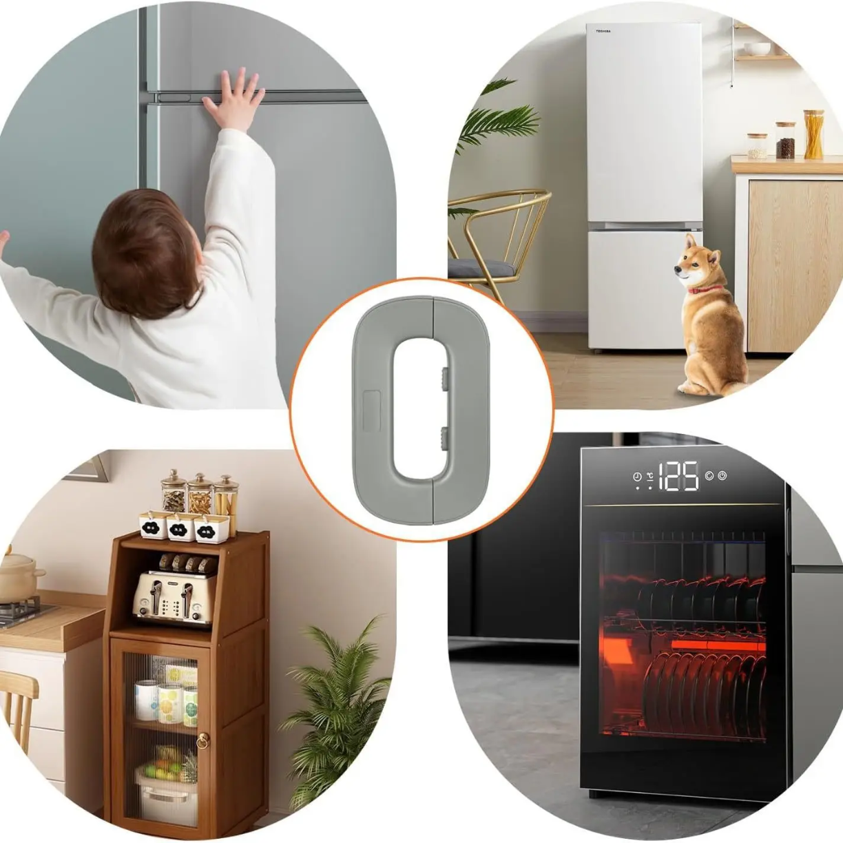 Picture of Child Safety Locks Home Refrigerator Lock for Kids Security Protection Baby Anti-Pinch Hand Refrigerators Door Dedicated Buckles