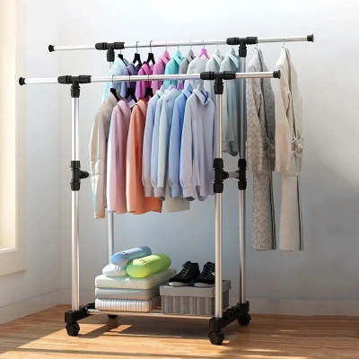 Picture of Extended Double Pool Cloth Hanging Stand Cloth Drying Stand silver.