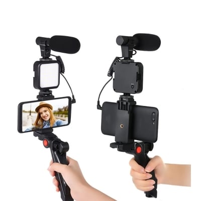 Picture of Video making kit set AY-49 Phone Vlog Tripod Kit with Remote Control, Microphone, and LED Light