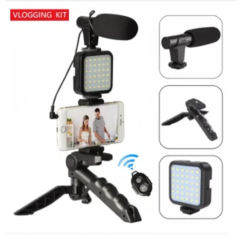 Picture of Video making kit set AY-49 Phone Vlog Tripod Kit with Remote Control, Microphone, and LED Light