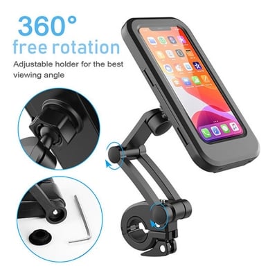Picture of Waterproof Mobile Phone Mount Holder for Bike and Bicycle Motorbike Handle Bar Phone Stand Cell Phones Bracket Case-Black