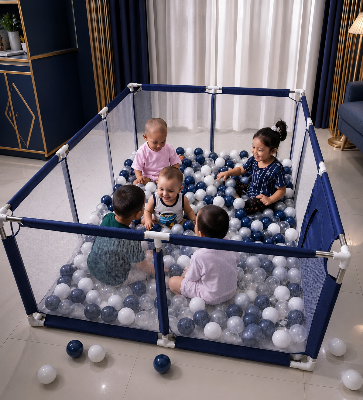 Picture of Baby Playpen with  Frame & Mesh Walls indoor playground-navy blue