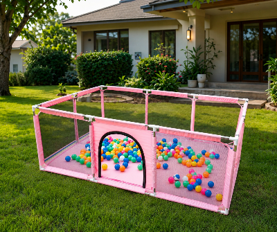 Picture of Playpen for Babies Floor Mounted Safety Protection  Babies Fantastic-Kids-Toys Space-Pink