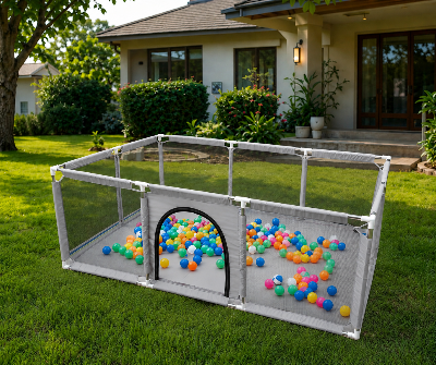 Picture of Baby PlaypenPlaypens for Baby and Toddlers, with  Mesh Compact Small Playpen and BabiesIndoor Outdoor-ash