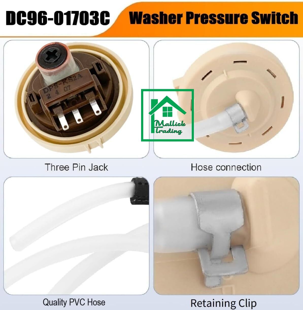 Washing Machine Pressure Switch DPS-KS2A. Pressure Sensor DC96-01703C Washer Water Level Sensor Switch. Pressure Sensor Switch.  Samsung Washer. LG Washer,