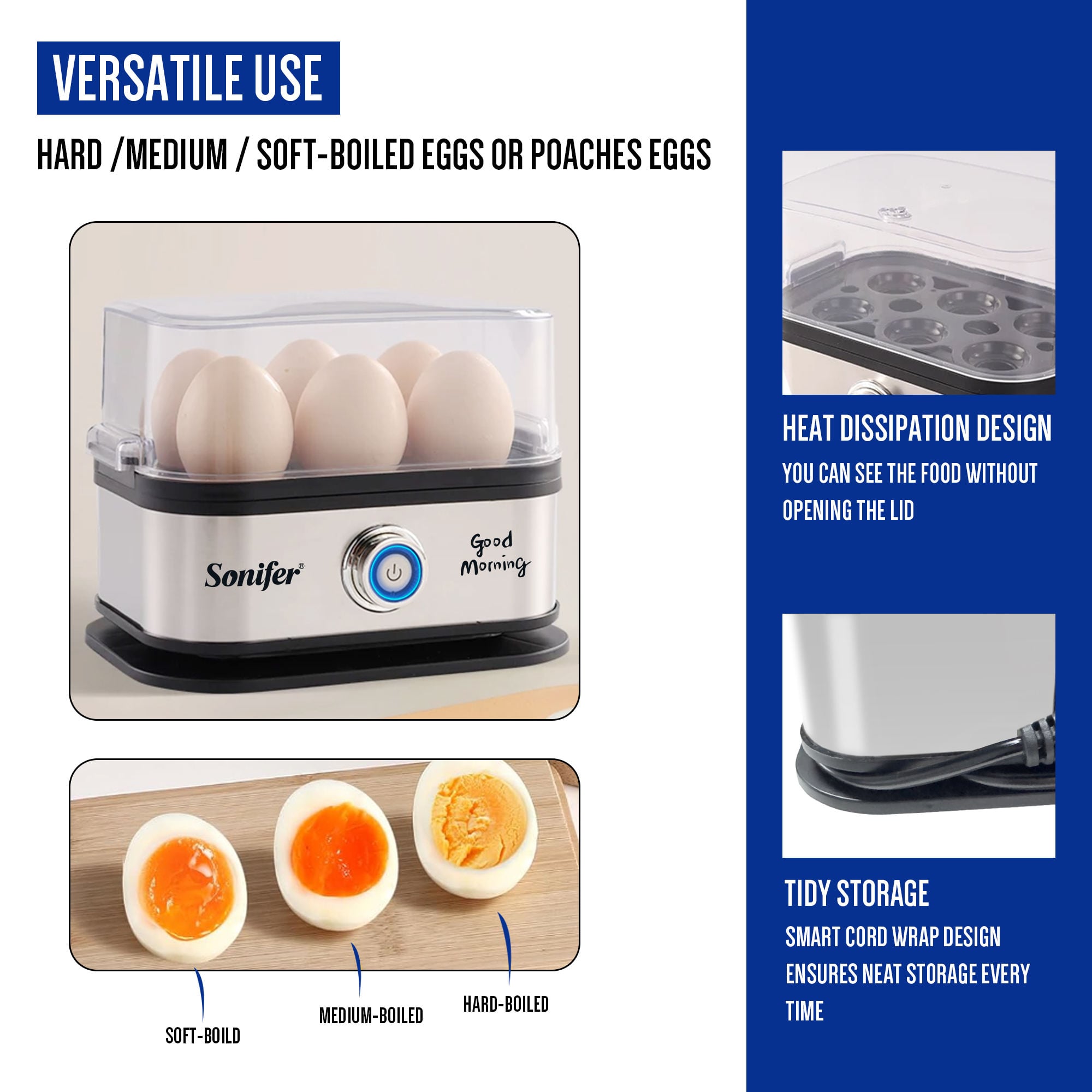 Picture of Sonifer SF-1510 New Home Use Electric Rapid Egg Cooker Automatic Housing Boiled Steamer Household Plastic Egg Boiler