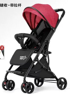 Picture of Premium Compact Folding Baby Stroller – Lightweight Travel Pushchair with Red Canopy