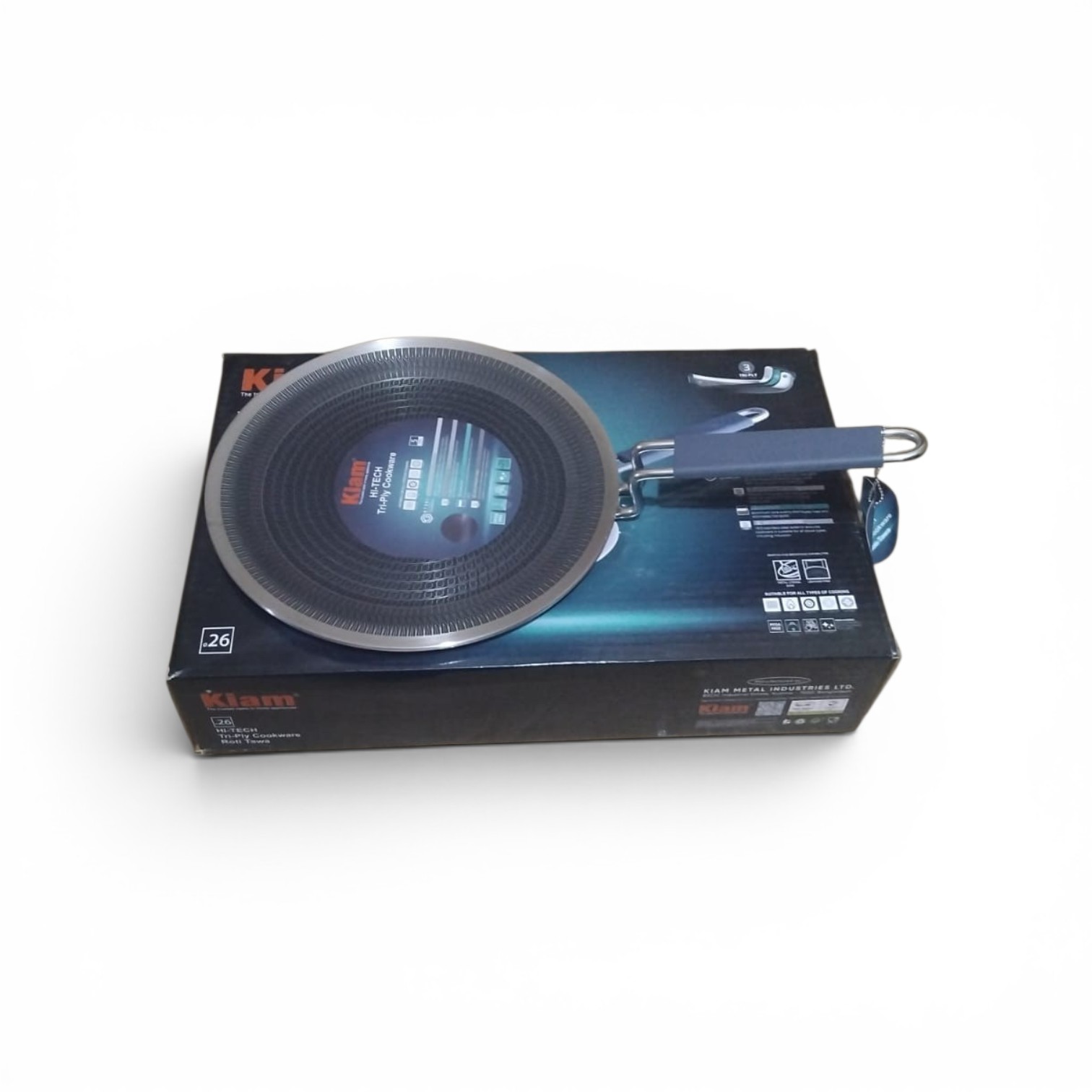 Picture of Kiam Tri Ply Honeycomb 28CM Stainless Steel Ruti Tawa INDUCTION BOTTOM