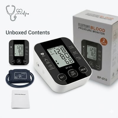 Picture of Electronic Blood Pressure Monitor – Digital BP Machine BP-510 Black | Automatic Upper Arm Blood Pressure Meter with LCD Display & Pulse Rate