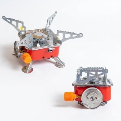 Picture of Portable Mini Gas Stove and Butane Gas Cylinder Combo Camping Cooking Stove Set for Travel Picnic Outdoor Cooking