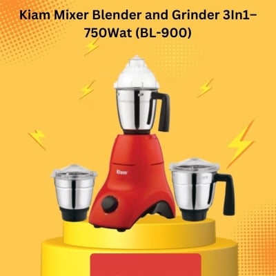 Picture of Kiam BL 900 Mixer Grinder 750W Copper Motor Multi Purpose Blender with Stainless Steel Jars for Spice Grinding & Juice Making