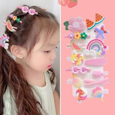 Picture of 14 Pcs Baby Hair Clip Set Cute Colorful Hair Accessories for Girls High Quality Kids Hair Clips Gift Set