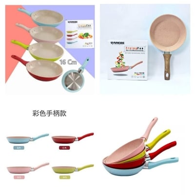 Picture of SYNMORE Non Stick Frying Pan 16cm Marble Coated Fry Pan with Silicone Handle Induction Compatible Cooking Pan, SYNMORE Frying Pan, Non Stick Frying Pan, Marble Coated Pan, 16cm Fry Pan, Cooking Pan, Kitchen Cookware, Omelette Pan, Induction Frying Pan