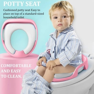 Picture of Kids Toilet Training Seat with Handles Baby Potty Training Toilet Seat Anti Slip Waterproof Commode Seat for Toddlers, Kids Toilet Seat, Potty Training Seat, Baby Potty Seat, Toilet Training Chair, Toddler Toilet Seat, Commode Training Seat, Baby Toilet Trainer, Kids Potty Trainer