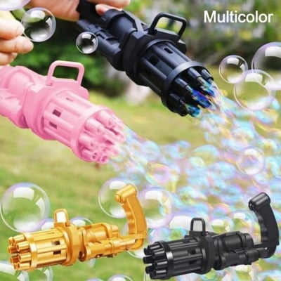 Picture of 8 Hole Bubble Gun Toy Gatling Bubble Maker Machine with Bubble Solution Automatic Bubble Blaster for Kids Indoor Outdoor Play
