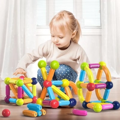 Picture of 46PCS Magnetic Building Blocks Set Educational STEM Magnetic Balls and Rods Construction Toy for Kids 3+ Years