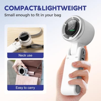 Picture of Portable Handheld Turbo Fan 5 Speed Foldable Mini Fan 1800mAh USB Rechargeable Pocket Fan for Travel Outdoor Home Office