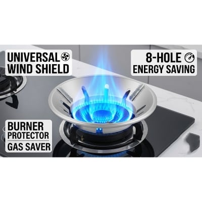 Picture of Gas Stove Wind Shield 8-Hole Energy Saving Rack | Universal Gas Saver Burner Cover (Made in China)