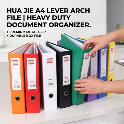 Picture of Hua Jie A4 Lever Arch File Heavy Duty Box File with Metal Clip | Office Document Organizer
