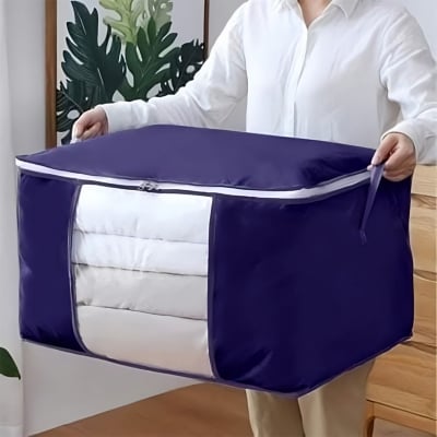 Picture of Foldable Blanket Storage Bag Large Capacity Non Woven Fabric Quilt Organizer Dustproof Waterproof Clothes Storage Bag