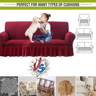 Picture of Turkish Sofa Cover Set 2+2+1 Stretch Spandex Fabric Sofa Slipcover Washable Elastic Furniture Protector