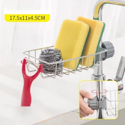 Picture of Kitchen Sink Organizer Faucet Rack Stainless Steel Sponge Holder Soap Dish Drain Storage Rack for Kitchen and Bathroom