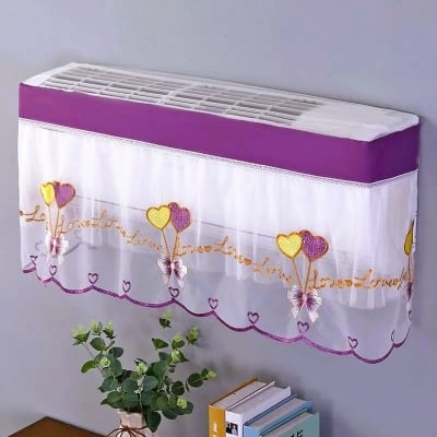 Picture of Embroidered Net Split AC Cover Washable Dustproof Air Conditioner Cover for 1 Ton Split AC Decorative Indoor AC Protector