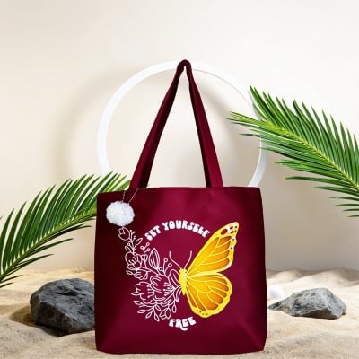 Picture of Butterfly Tote Bag Fashion Zipper Shoulder Bag Large Capacity Nylon Handbag for Women Casual Travel Shopping Bag