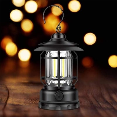 Picture of Retro Portable Camping Lantern Rechargeable LED Lamp USB Type-C Camping Light Waterproof Decorative Lantern for Home Outdoor Emergency Use