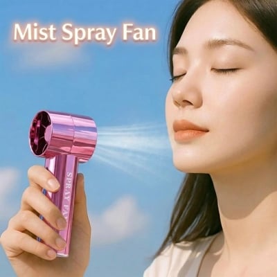 Picture of Portable Mist Fan Rechargeable Mini Cooling Fan with Spray Humidifier Handheld USB Fan for Travel Outdoor Home Office
