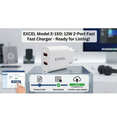Picture of Excel E-150 12W Fast Charger (5V-2.4A) | High Speed Mobile Charging Adapter | Safe & Durable USB Wall Charger for Android Devices