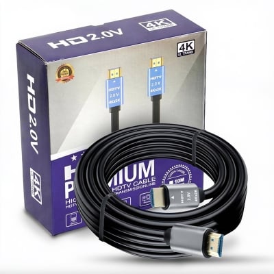 Picture of 5 Meter 4K Supported High Speed Dual HDMI Cable | Flat Black HDMI Cable 5m for TV, Monitor, Laptop & Gaming | Ultra HD Audio Video Cable