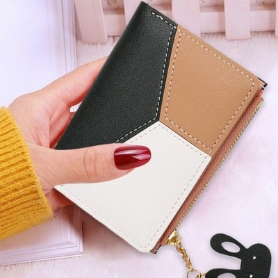 Picture of Korean Short Vertical Tassel Wallet PU Leather Coin Purse Card Holder Wrist Pouch for Women Mini Fashion Wallet