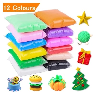 Picture of 12 Pcs Air Dry Clay Set for Kids Non-Toxic Soft Modeling Clay Colorful DIY Craft Clay Kit Educational Creative Art Toy for Children