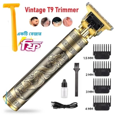 Picture of Vintage T9 Hair Trimmer Professional Electric Hair Clipper USB Rechargeable Beard Trimmer Hair Cutting Machine with 4 Guide Combs Barber Grooming Kit