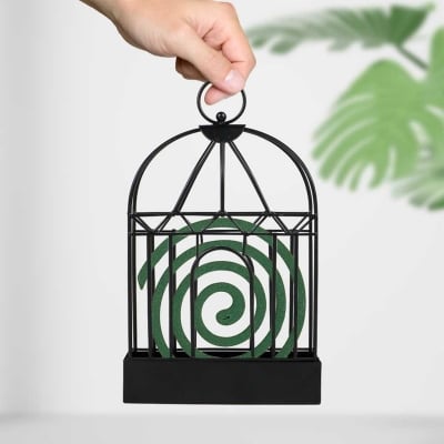 Picture of Mosquito Coil Stand with Ash Tray & Cover Safety Coil Holder Case Anti Fire Mosquito Coil Burner Holder for Home Office Indoor Outdoor Use