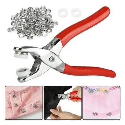 Picture of Snap Button Machine Kit with 100pcs Stainless Steel Buttons, Press Stud Button Tool for Clothes, Jeans, Shirts, Hijab, Shoes Repair Kit