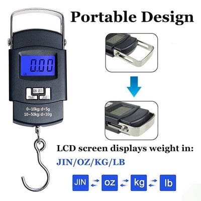 Picture of Digital Hanging Weight Scale Portable Electronic Hook Scale 50kg LCD Display Luggage Fish Meat Fruit Weighing Scale