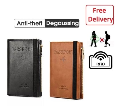 Picture of Multifunction Passport Cover PU-Leather Fashionable Passport Bag Passport Holder Frosted PU Leather Travel Bag Wallet Ticket Holder Organizer Case with Zipper ( Free Delivery )
