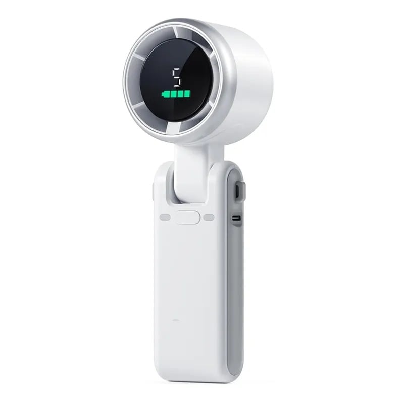 Picture of Portable Mini Turbo Fan with Smart Digital Display - 1800mAh Rechargeable Handheld & Foldable Neck Fan - High Speed Powerful Airflow Personal Cooling Fan Multicolor
