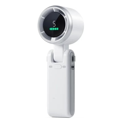 Picture of Portable Mini Turbo Fan with Smart Digital Display - 1800mAh Rechargeable Handheld & Foldable Neck Fan - High Speed Powerful Airflow Personal Cooling Fan Multicolor